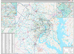 Washington-Arlington-Alexandria Metro Area Wall Map Premium Style 2026